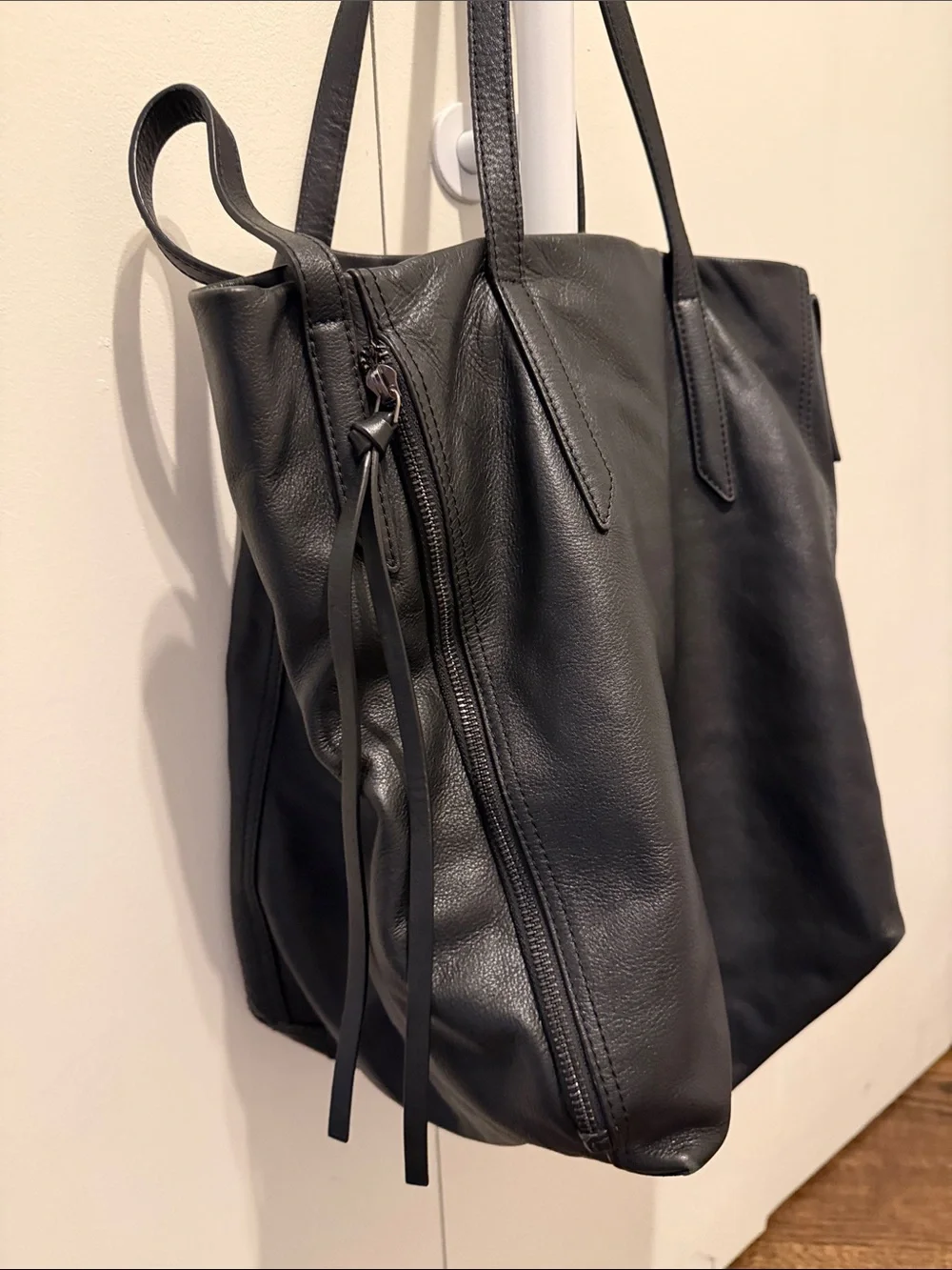 ‘00s Kooba Black Leather Tote with Double Straps